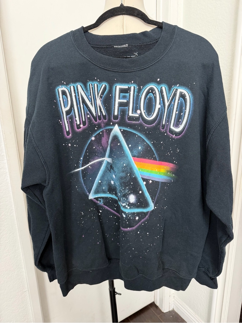 Pink Floyd Black Sweatshirt with Rainbow Prism Graphic